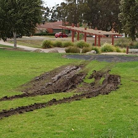 The divots left by a Hume Council rubbish truck.