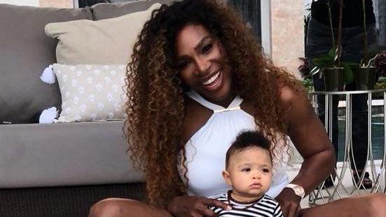 Serena Williams’ daughter Alexis Olympia claps for her mother and her aunt Venus at a tennis match. Picture: Instagram 