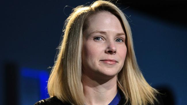 FILE - In this Friday, Jan. 25, 2013, file photo, Marissa Mayer, CEO of Yahoo!, listens during the 43rd Annual Meeting of the World Economic Forum, in Davos, Switzerland. Yahoo Inc. reports quarterly financial results after the market closes. (AP Photo/Keystone, Laurent Gillieron)