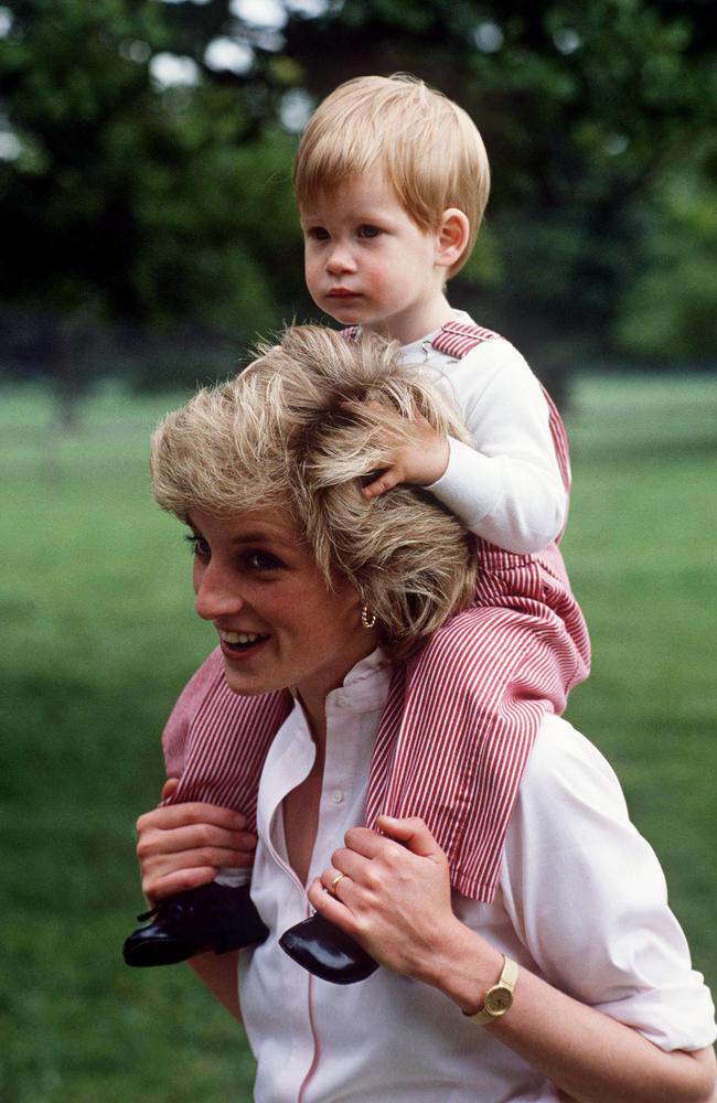 Princess Diana carrying Prince Harry. Picture: Tim Graham/Getty Images