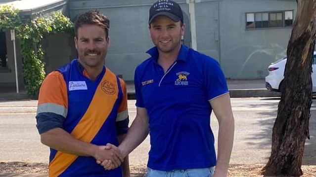 Darcy Boyanton (left) joined Padthaway at the end of last year. Picture: Padthaway Football Club