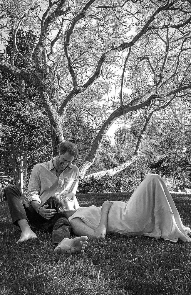 The Duke and Duchess of Sussex released this pregnancy portrait on Valentine’s Day, announcing they were expecting their second child. Picture: Misan Harriman/The Duke and Duchess of Sussex/AFP