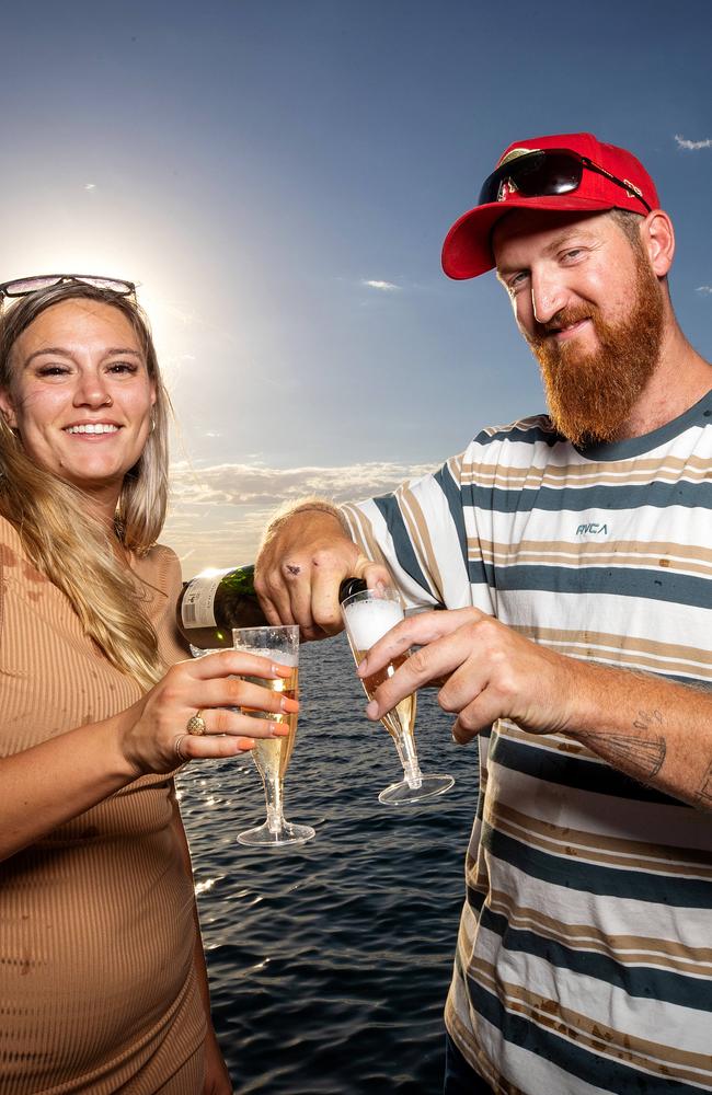 Savanah Fisher and Thomas Miller toast the new year at Rye on December 31, 2021. Picture: Mark Stewart