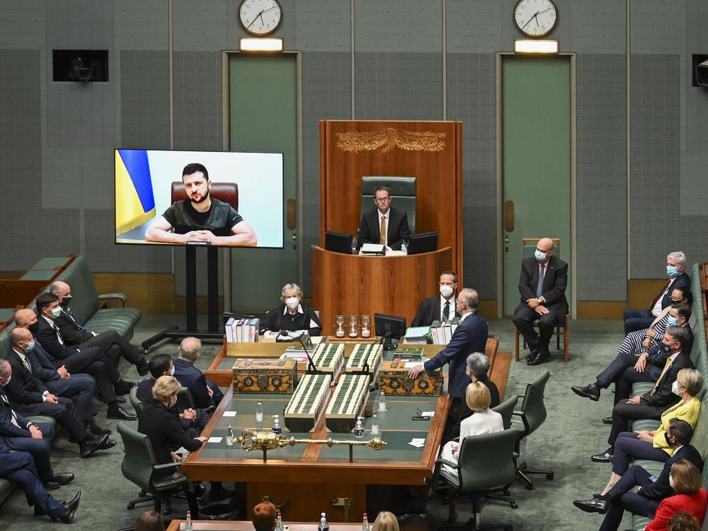 Ukrainian president Volodymyr Zelensky addressed Australia’s federal Parliament last week.