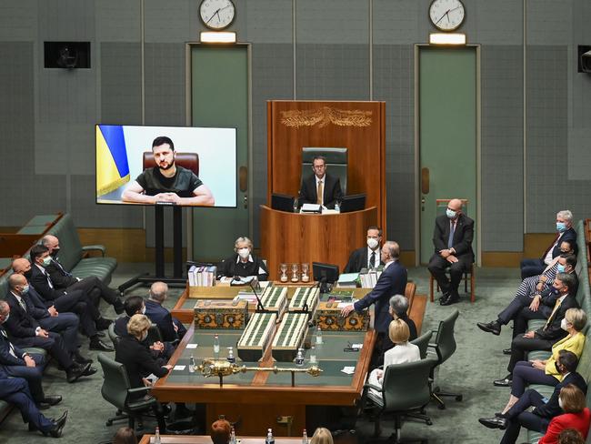 Ukrainian president Volodymyr Zelensky addressed Australia’s federal Parliament last week.