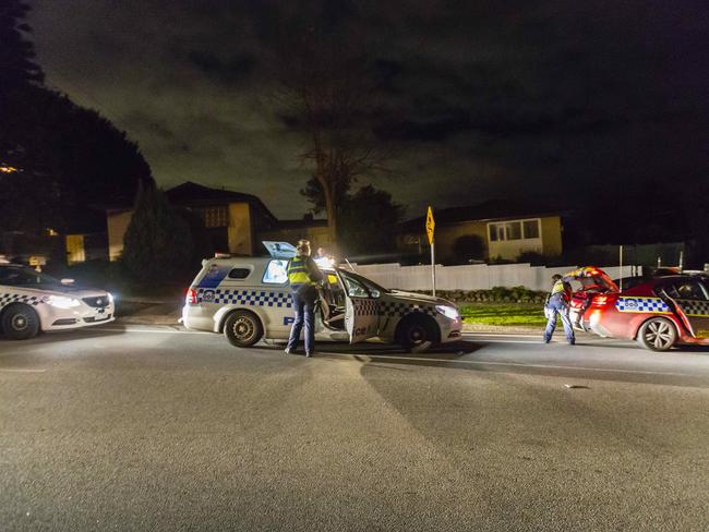 Police had their hands full with wayward teens the night the Herald Sun rode with them. Picture: Valeriu Campan