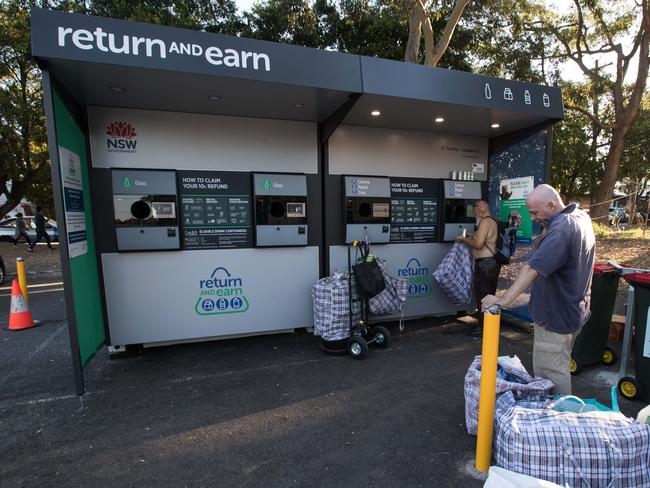 Only about one in five people are taking their containers to returns points where they can collect a 10c refund. Picture: AAP Image / Julian Andrews