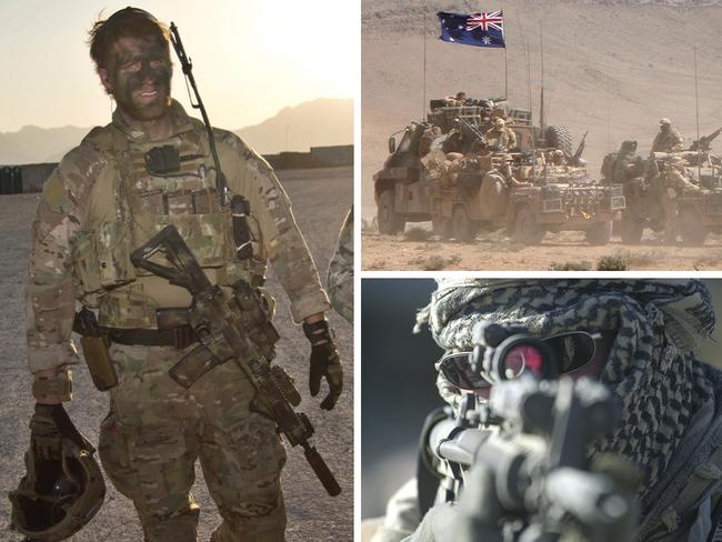 MP Andrews Hastie (left) is pictured during his SAS service. Right: Soldiers on the front line. Pictures: Supplied