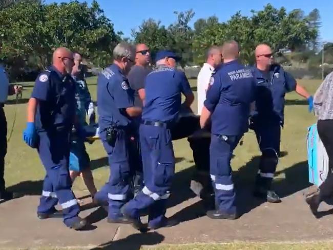 Man critical after horror shark attack: Paramedics are racing to save a man who was mauled by a shark on the NSW mid north coast on Tuesday morning. Picture: 9News