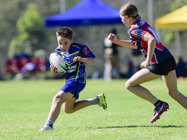 Jack Warnock of Glenvale State School in the inaugural Primary Interschools Reconciliation Touch Carnival hosted by Glenvale State School, Wednesday, May 28, 2025. Picture: Kevin Farmer