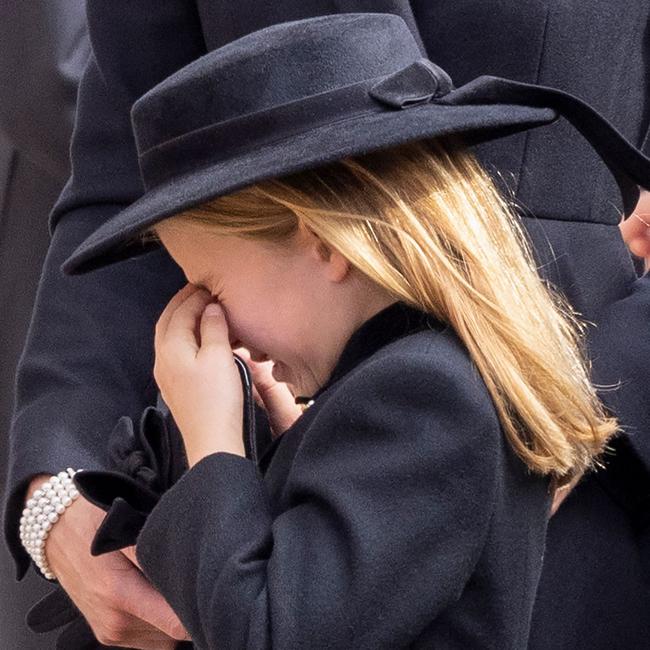 Princess Charlotte was in tears after the funeral. Picture: Phil Harris/AFP