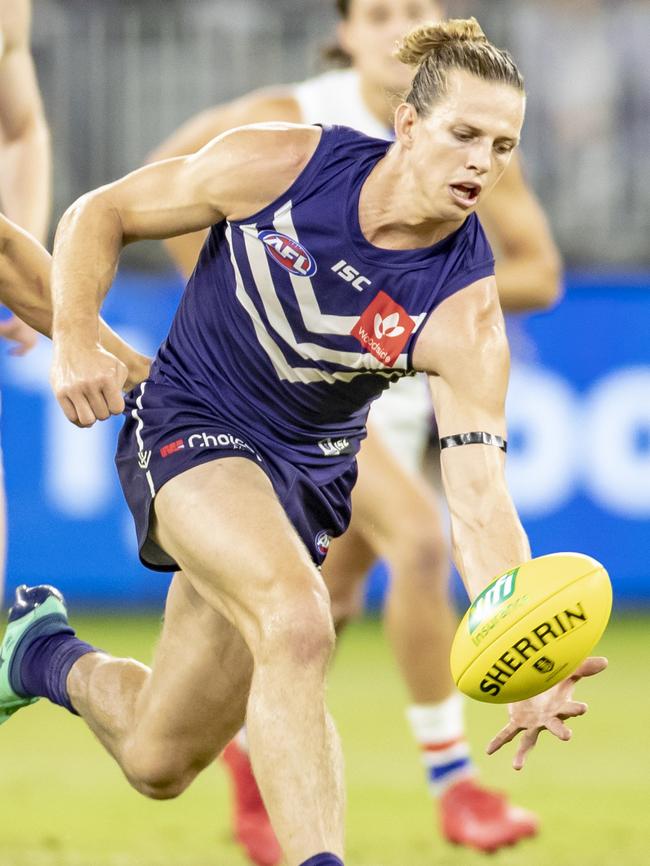 Nat Fyfe in action against the Bulldogs.