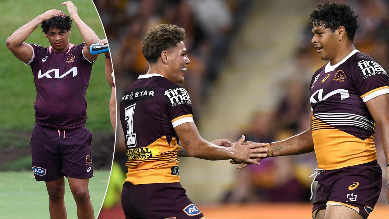 Reece Walsh runs during a Brisbane Broncos NRL training session at