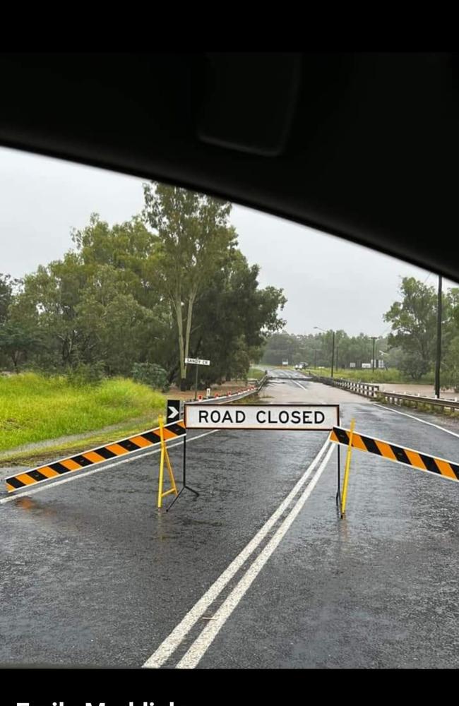 Floodwaters rush over the Sandy Creek Bridge at Clermont on January 14. Picture: Facebook