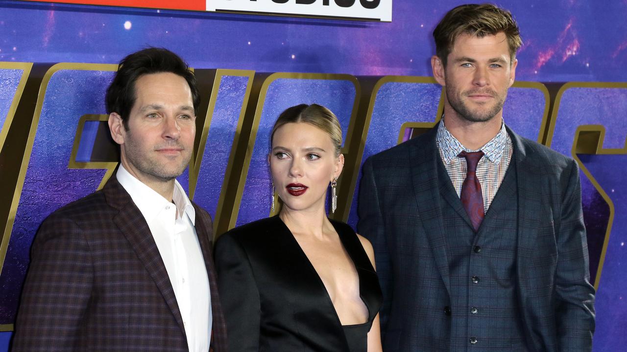 Avengers stars (L-R) Paul Rudd, Scarlett Johansson and Chris Hemsworth. Picture: Matrix