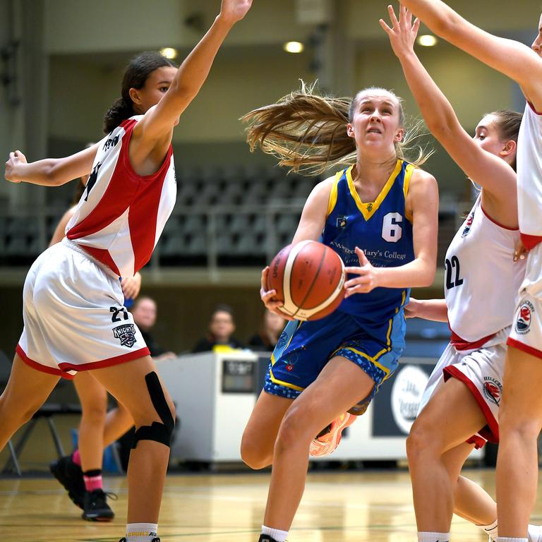 St Margarets Mary's College player Chailee Ward. Girls final. St Margarets Mary's College vs Hillcrest Christian College. Finals for Qld Schools Basketball Championships. Sunday September 22, 2019. (AAP image, John Gass)