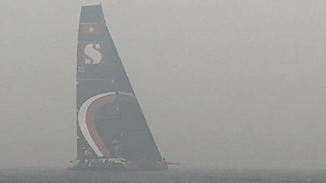 The supermaxi Scallywag on Sydney Harbour after the racing was cancelled. Pic: Andrea Francolini