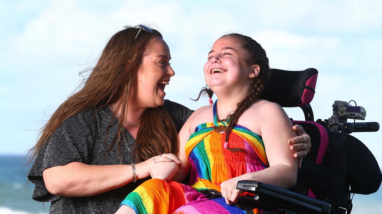 Kaitlyn Spraggon, who suffers from a severe disability, and her mother Katrina. Picture: Adam Head