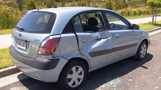 Damage to one car struck by the machine. Picture: 7News.