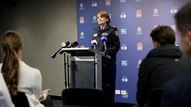 June 13: Police Commissioner Karen Webb addresses the media after two police officers were charged with the assault of a 92-year-old man. Picture: NewsWire / Damian Shaw