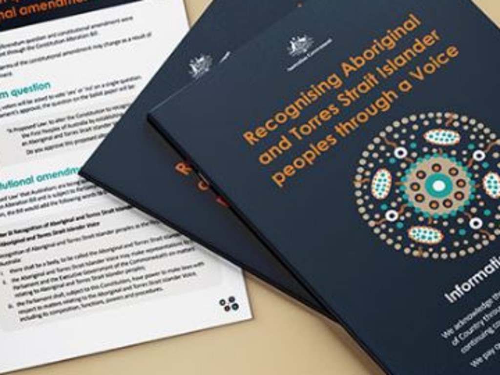 The federal government has prepared an information booklet about the Indigenous Voice to Parliament referendum which ot says will recognise Aboriginal and Torres Strait Islander peoples as the First Peoples of Australia through an  Aboriginal and Torres Strait Islander Voice enshrined in our Constitution. Picture: Supplied