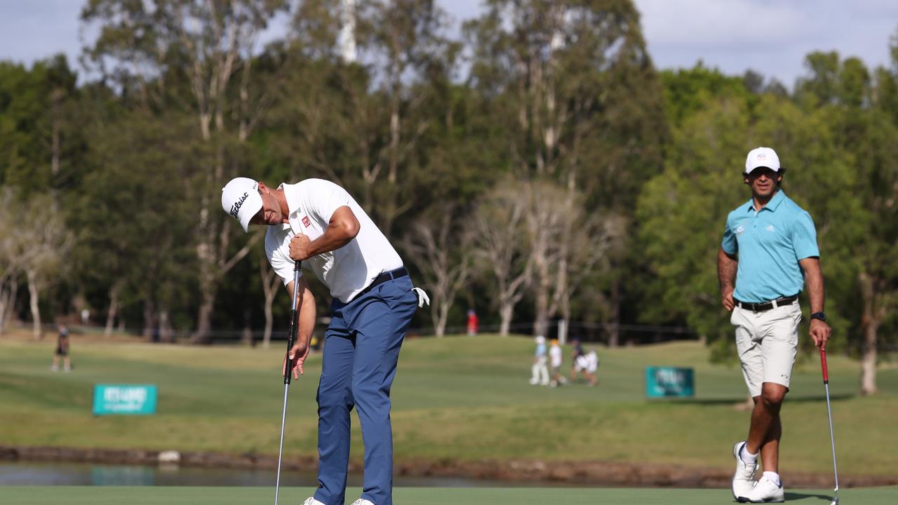 Action from today's Australian PGA Championship Pro-Am at RACV Royal Pines Resort. Picture: Jason O'Brien