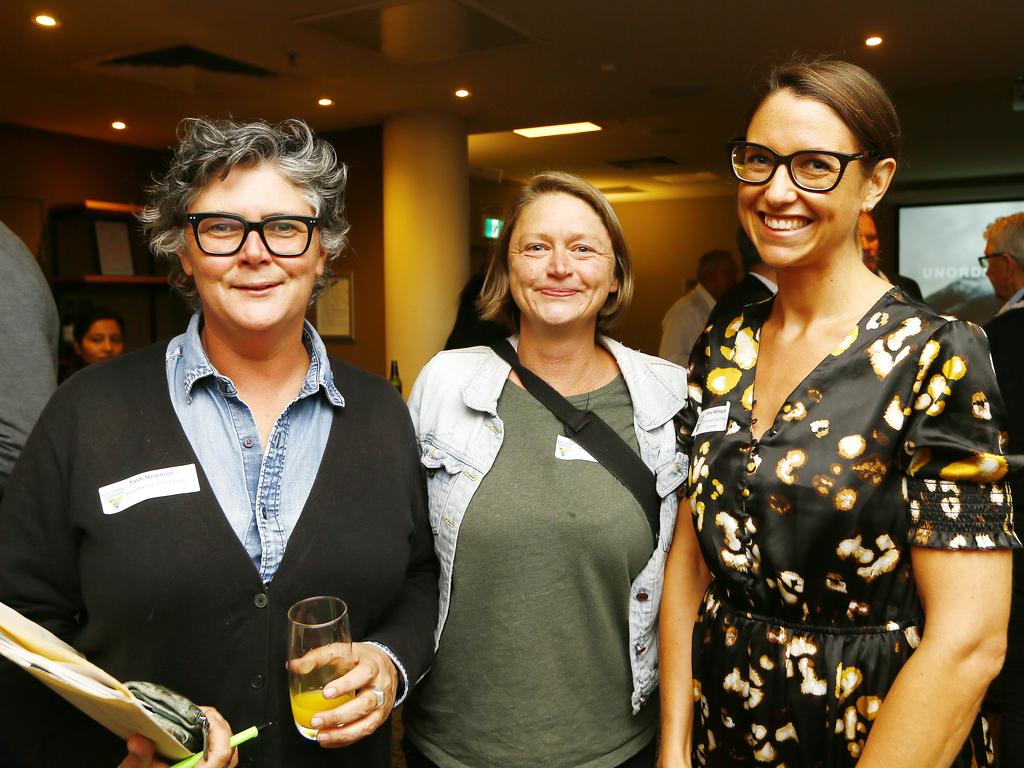 The Old Woolstore has a new bike washing service with a growth in tourism. To celebrate, drinks were held for stakeholders. (L-R) Tash Newman and Krystal Cox of the Huon Valley, Anne Menegat of Lindisfarne. Picture: MATT THOMPSON