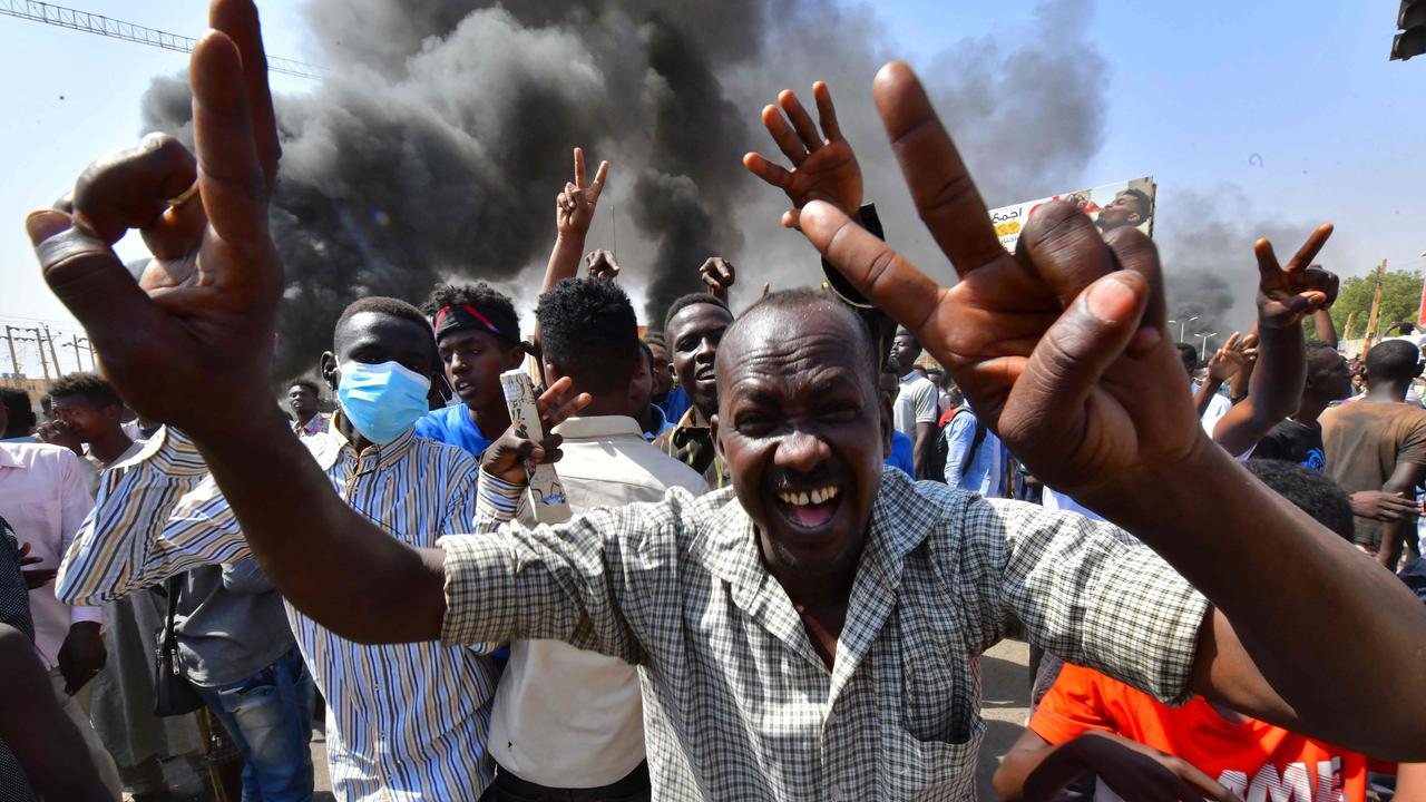 Sudanese people protest against a military coup that overthrew the transition to civilian rule, in the city of Omdurman. Picture: AFP