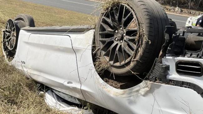 A Ford Mustang, driven by Micah David Smith, flipped onto its roof at Gladstone on March 9.