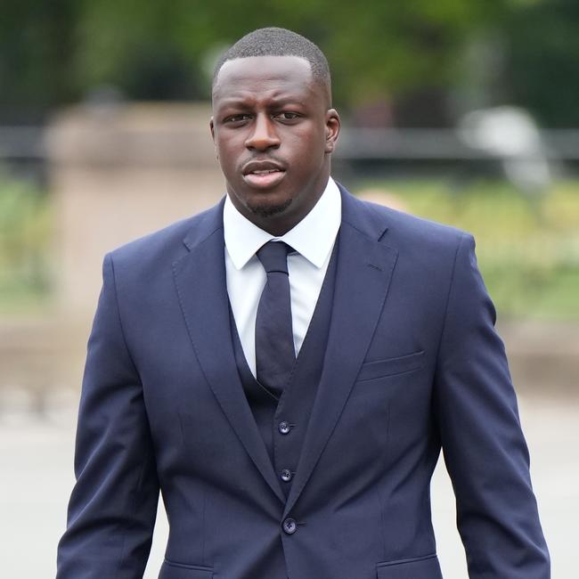 Benjamin Mendy, a player for Manchester City, arrives for the first day of his trial at Chester Crown Court (Photo by Christopher Furlong/Getty Images)