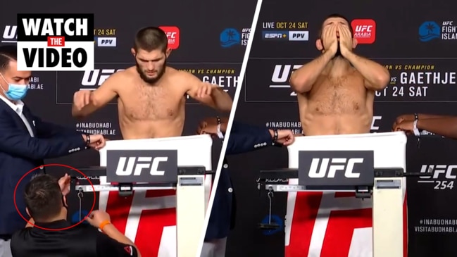 UFC 254 Khabib makes weight during controversial weigh in