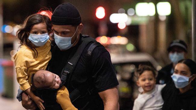 Sonny Bill Williams arrives in Sydney with his family on Thursday night. Picture: James Gourley