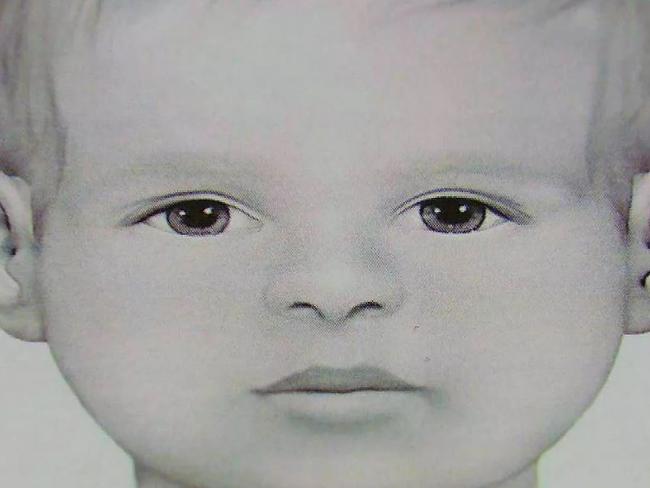 A composite image from San Diego Police of 'Baby Doe'. Picture: Supplied