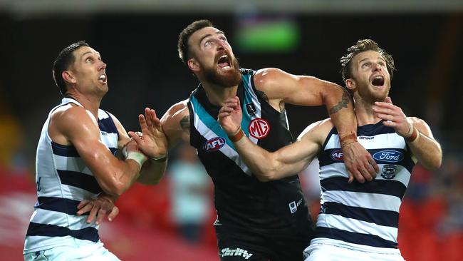 While Charlie Dixon was kept under control. Picture: Jono Searle/AFL Photos