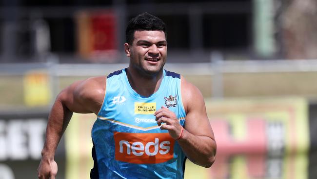 David Fifita training with his new club. Picture: NIGEL HALLETT