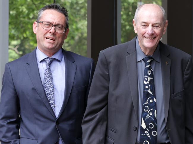 Peter Dawson Lawyer and Brother of Chris Dawson (R) with his client leaving  the Federal court today.Jane Dempster/The Australian.