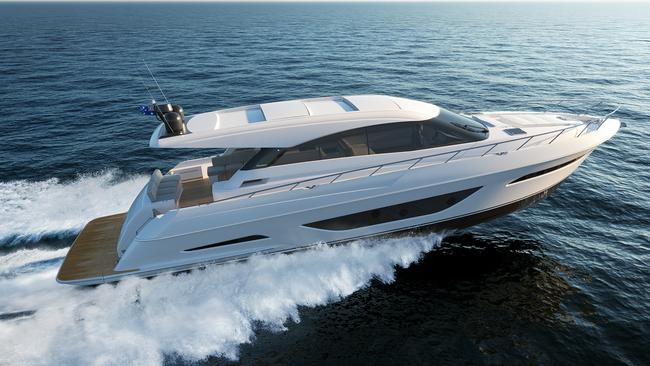 An artist’s impression of the new Maritimo X60, which the Gold Coast boat builder will debut at the Sanctuary Cove International Boat Show in May.