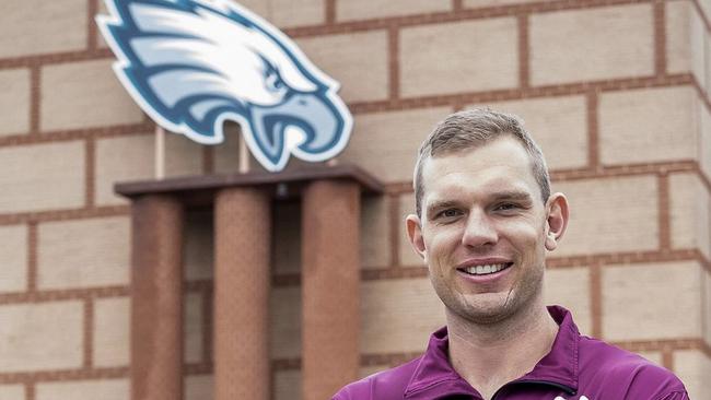 Manly Sea Eagles fullback Tom Trbojevic at the practice facility of NFL franchise the Philadelphia Eagles.