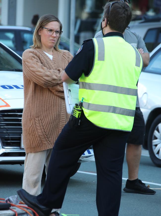 Police and Emergency Services stop members of the public on the border for questioning. Picture: Glenn Hampson