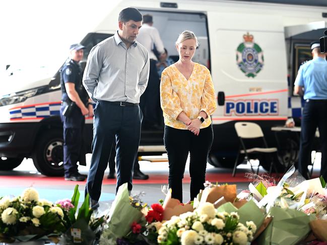 Attorney-General Yvette D’Ath at the scene of the fatal stabbing in Ipswich this week. Picture: John Gass/NCA NewsWire