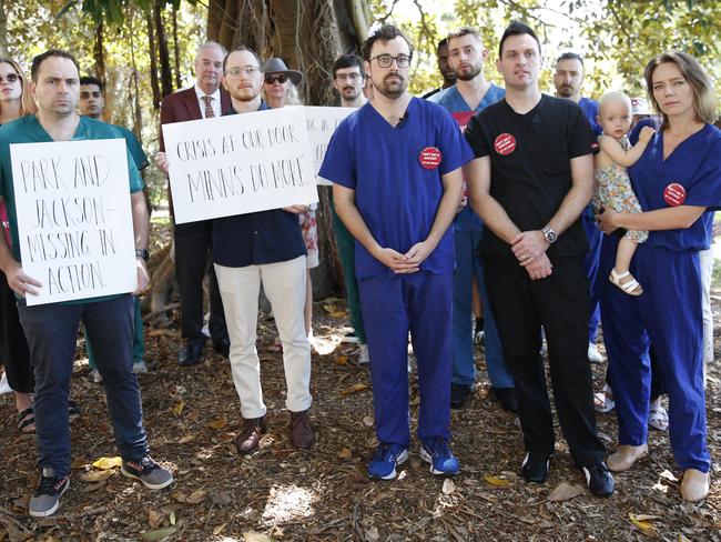 SYDNEY, AUSTRALIA - NewsWire Photos JANUARY 15 , 2025:  Doctors and Representatives of the Australian Salaried Medical Officers Federation (ASMOF) gather to provide a briefing on the urgent crisis facing the NSW health system from 21 January. Picture: NewsWire / John Appleyard