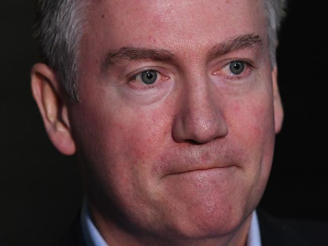 Collingwood President Eddie McGuire addresses the media at the Holden Centre in Melbourne, Tuesday, August 22, 2017. (AAP Image/Julian Smith) NO ARCHIVING