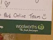 Woolies shopper stunned by note in order