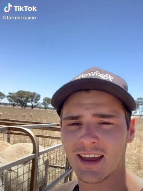 Farmer and TikToker Zayne Hall. Picture: Screenshot from @farmerzayne TikTok for The Weekly Times