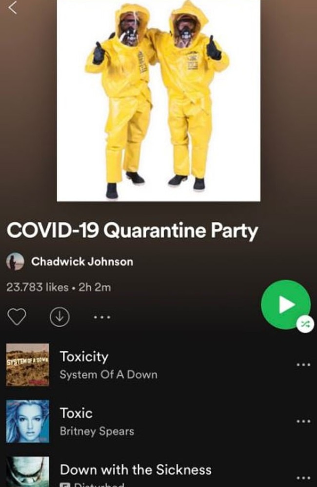 People are coming up with Spotify coronavirus playlists during isolation. Picture: Supplied