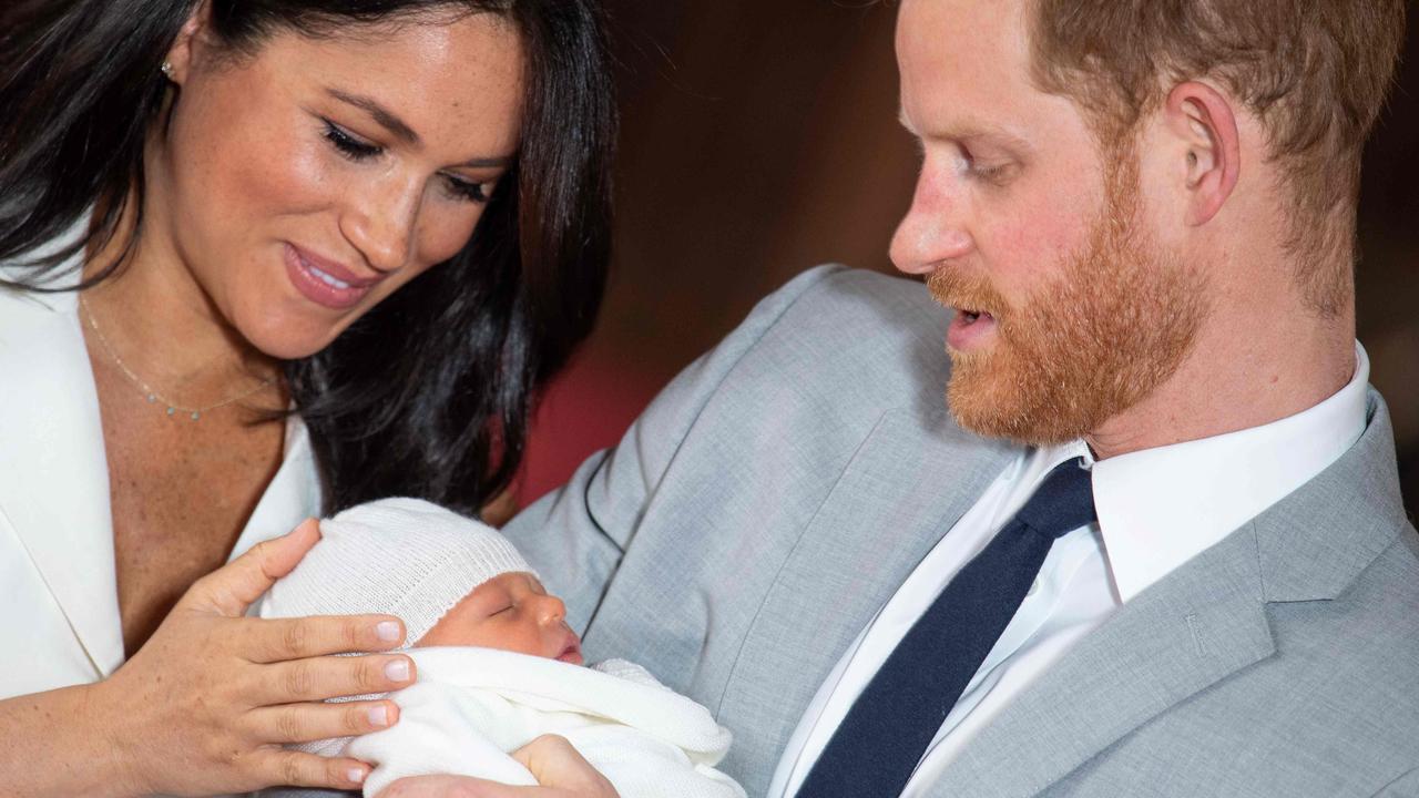 The Duke and Duchess of Sussex with baby Archie who turns four on the same day his grandfather is formally crowned King Charles III. Picture: Dominic Lipinski/ AFP