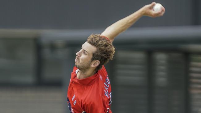 Five wickets: Melbourne bowler Kieran Elliott. Picture: Valeriu Campan