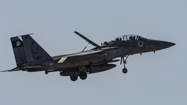 An Israeli fighter jet returning to base near Tel Aviv. Picture: AFP.