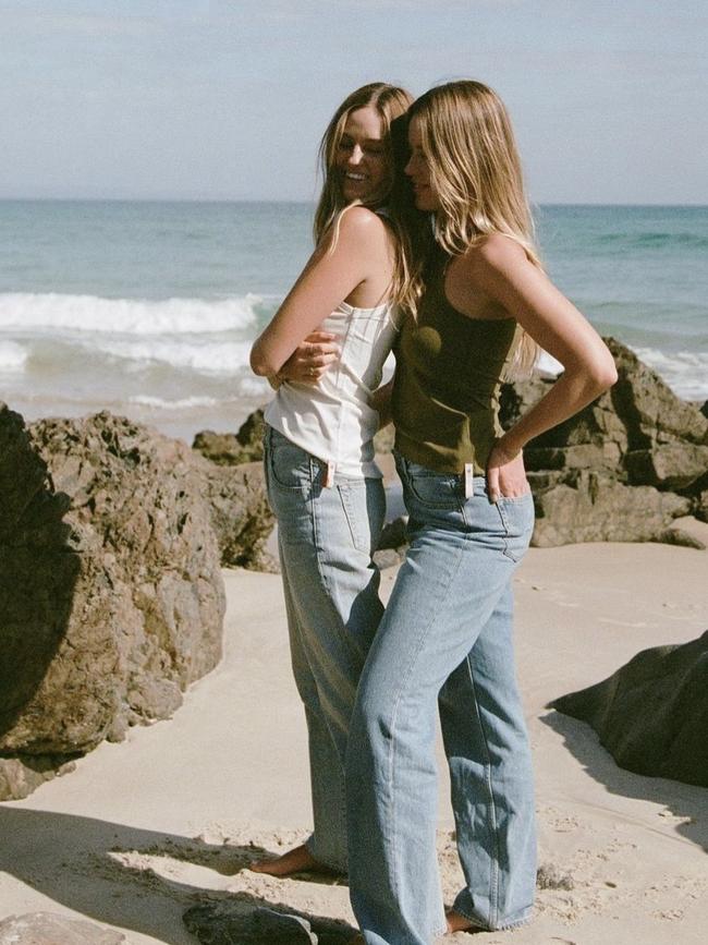 The Brownless sisters modelling their cotton singlet.