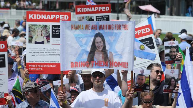 Zack Shachar at a Set Them Free vigil in Sydney. Picture: John Feder